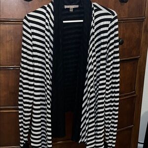 Black and White Striped Women's Cardigan